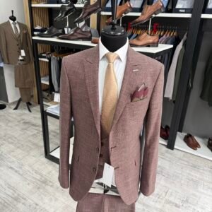 Costum bărbătesc Bellagio cărămiziu slim fit