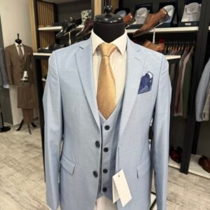 Costum bărbătesc Alessandro albastru deschis  slim fit