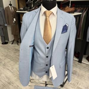 Alternative view of Costum bărbătesc Alessandro albastru deschis  slim fit