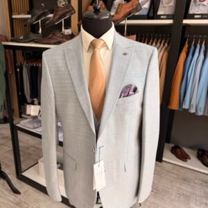 Costum bărbătesc Sebastian albastru texturat slim fit