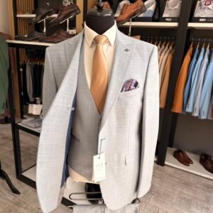 Alternative view of Costum bărbătesc Sebastian albastru texturat slim fit