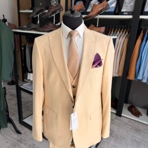 Costum bărbătesc Albert bej slim fit