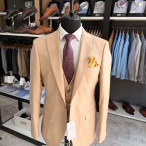 Costum bărbătesc George bej slim fit