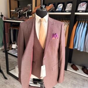Alternative view of Costum bărbătesc Oliver burgundy texturat slim fit