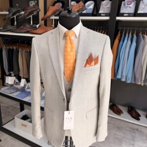 Costum bărbătesc Arthur gri texturat slim fit