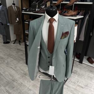 Alternative view of Costum bărbătesc Avelino verde slim fit
