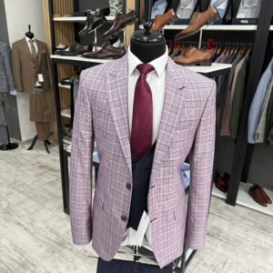 Costum bărbătesc Siena în carouri slim fit