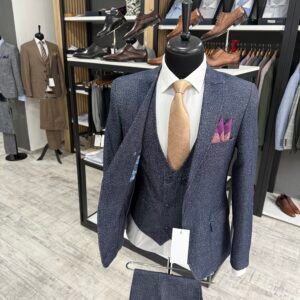 Alternative view of Costum bărbătesc Torino albastru texturat slim fit