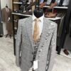 Costum bărbătesc Virelli gri în carouri slim fit