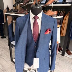 Alternative view of Costum bărbătesc Mark albastru texturat slim fit