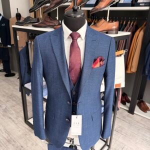 Costum bărbătesc Mark albastru texturat slim fit