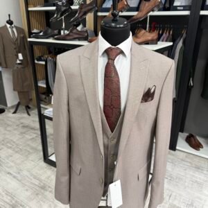 Costum bărbătesc Matera bej slim fit