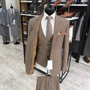 Alternative view of Costum bărbătesc Orvieto bej închis slim fit