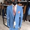 Costum bărbătesc Peter albastru texturat slim fit