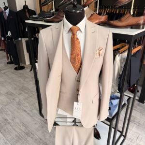 Alternative view of Costum bărbătesc Christian bej slim fit