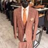 Costum bărbătesc Tudor cărămiziu în dungi slim fit