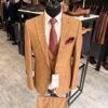 Costum bărbătesc Tudor muștariu în dungi slim fit