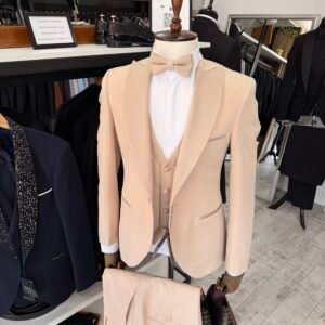Costum bărbătesc de ceremonie bej Cristiano slim fit