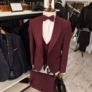 Costum bărbătesc de ceremonie burgundy Cristiano slim fit