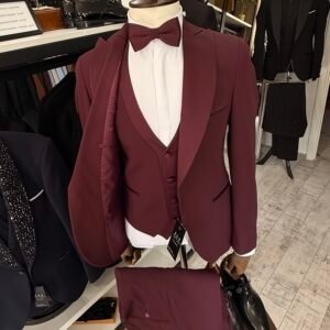 Alternative view of Costum bărbătesc de ceremonie burgundy Cristiano slim fit