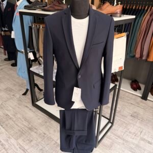 Alternative view of Costum bărbătesc casual bleumarin slim fit