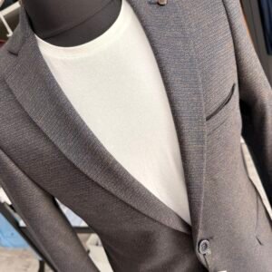 Alternative view of Costum bărbătesc casual bleumarin texturat slim fit