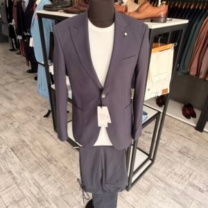Alternative view of Costum bărbătesc casual bleumarin slim fit