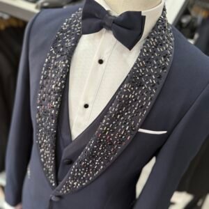 Alternative view of Costum bărbătesc de ceremonie bleumarin Manolo slim fit