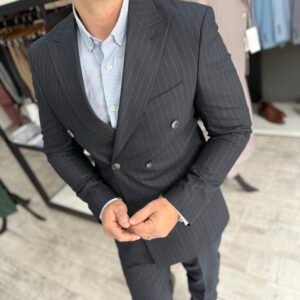 Costum bărbătesc Richard albastru închis double-breasted slim fit