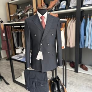 Alternative view of Costum bărbătesc Richard albastru închis double-breasted slim fit