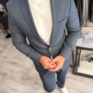 Costum bărbătesc casual albastru slim fit