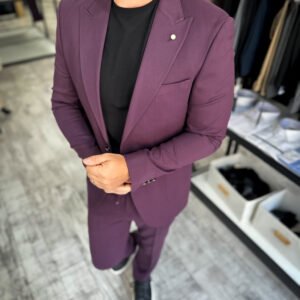 Costum bărbătesc casual mov slim fit
