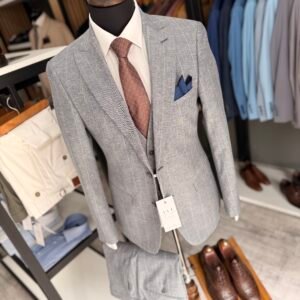 Costum bărbătesc Joseph gri în dungi slim fit