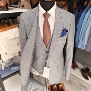 Alternative view of Costum bărbătesc Joseph gri în dungi slim fit