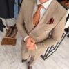 Costum bărbătesc Richard bej double-breasted slim fit