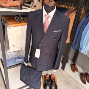 Costum bărbătesc Winston bleumarin double-breasted slim fit