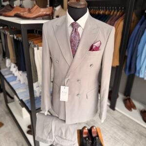 Costum bărbătesc Winston gri double-breasted slim fit