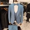 Costum bărbătesc de ceremonie albastru Cristiano slim fit