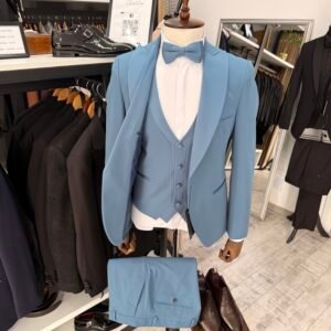 Alternative view of Costum bărbătesc de ceremonie albastru Cristiano slim fit