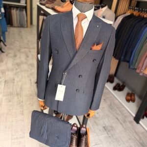 Costum bărbătesc Miles gri în dungi slim fit (Copy)
