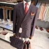 Costum bărbătesc Miles burgundy în dungi slim fit