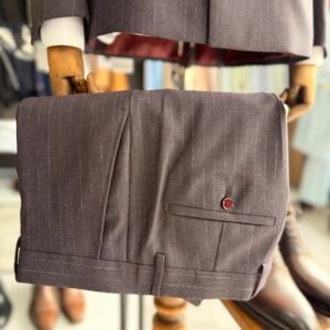 Costum bărbătesc Miles burgundy în dungi slim fit - Image 3